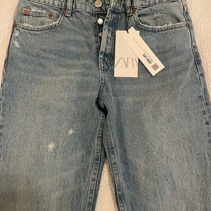 Zara straight leg mid rise jean